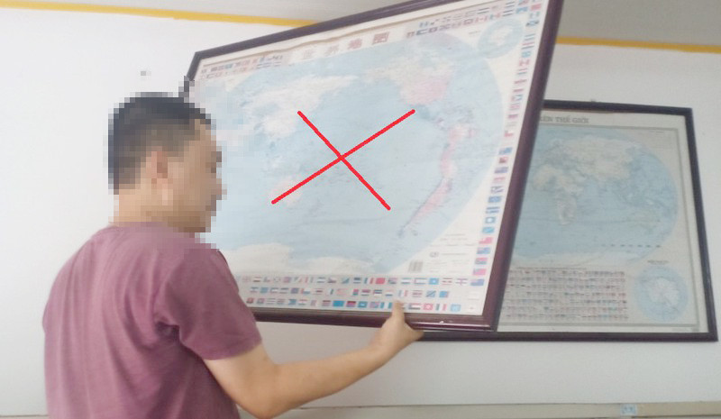 Chinese firm found to hang map with "cow tongue-shaped line"